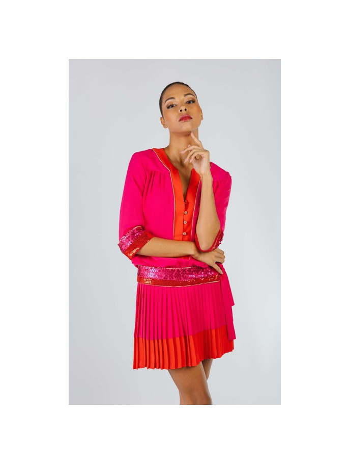  DI LORA CAFTAN PLISADO UNIQUE FUCSIA