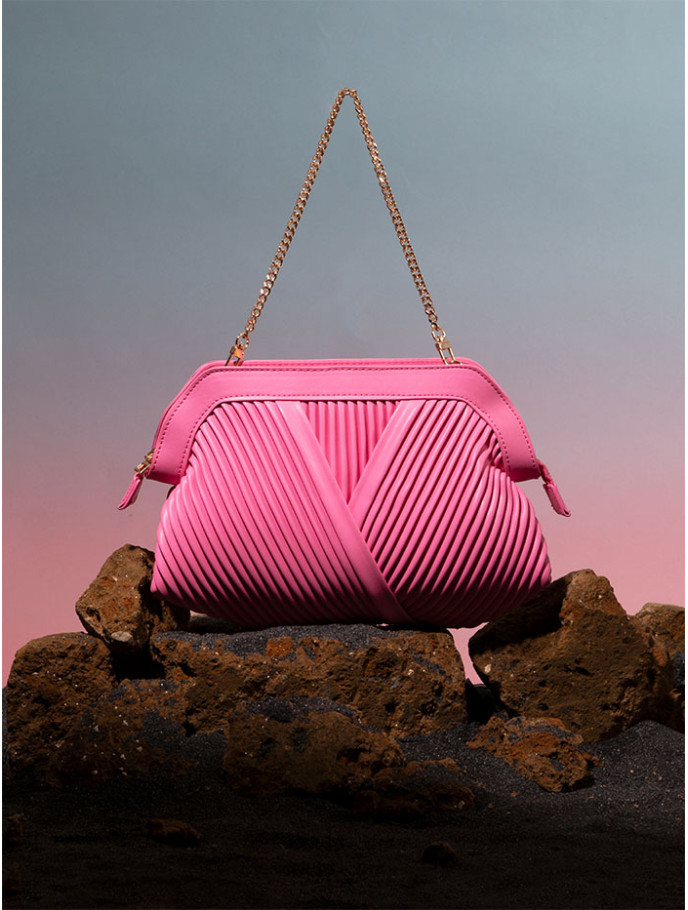 RINASCIMENTO BOLSO POCHETTE PLISADO ROSA