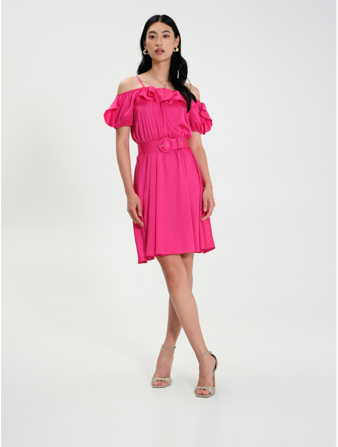 RINASCIMENTO VESTIDO FUXIA CON VOLANTES