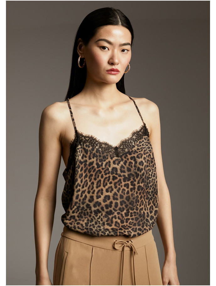 LOLA CASADEMUNT BY MAITE TOP  LENCERO ESTAMPADO ANIMAL PRINT